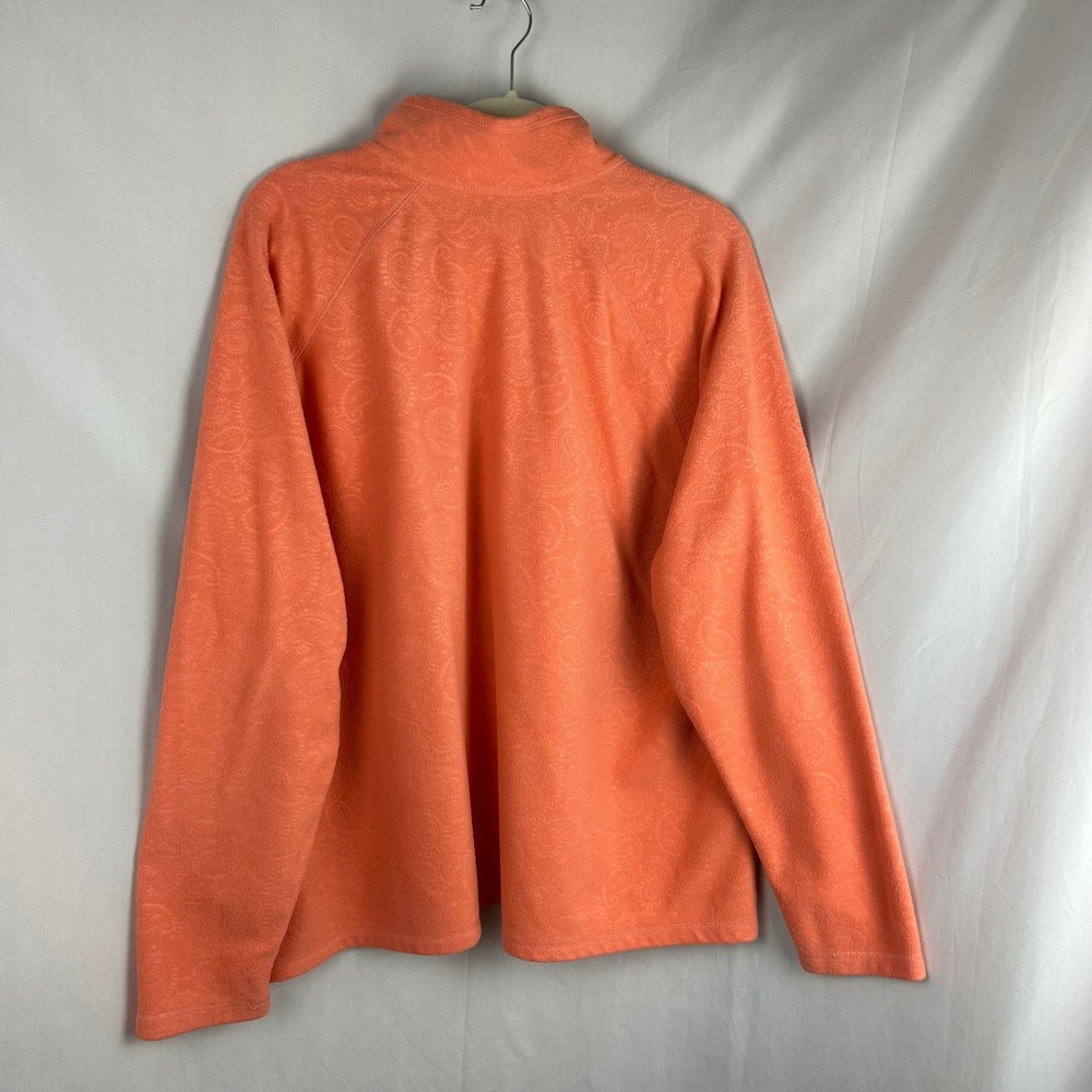 Eddie Bauer Womens 2XL Coral Orange Paisley Embossed Fleece Quarter Zip Pullover - Picture 8 of 9